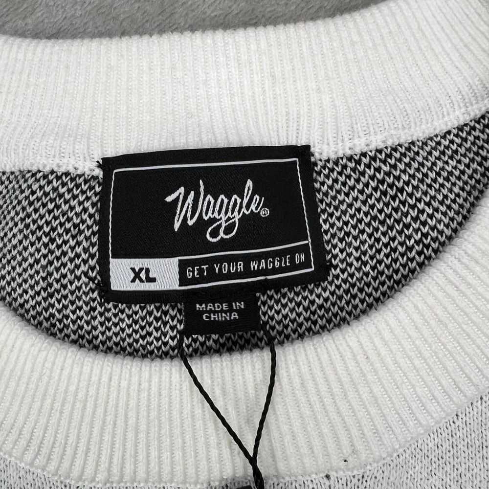 Waggle Loon Call Wildknit Crewneck Sweater Mens XL White Black Bird Graphic - Picture 8 of 11
